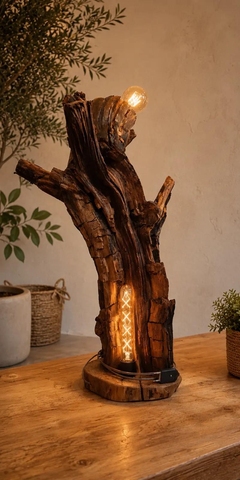 Lámpara de madera 