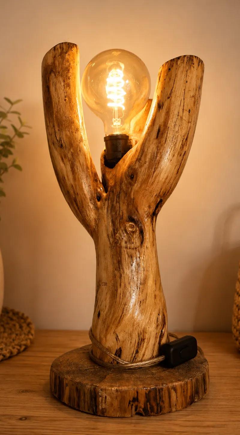 Lámpara de madera 