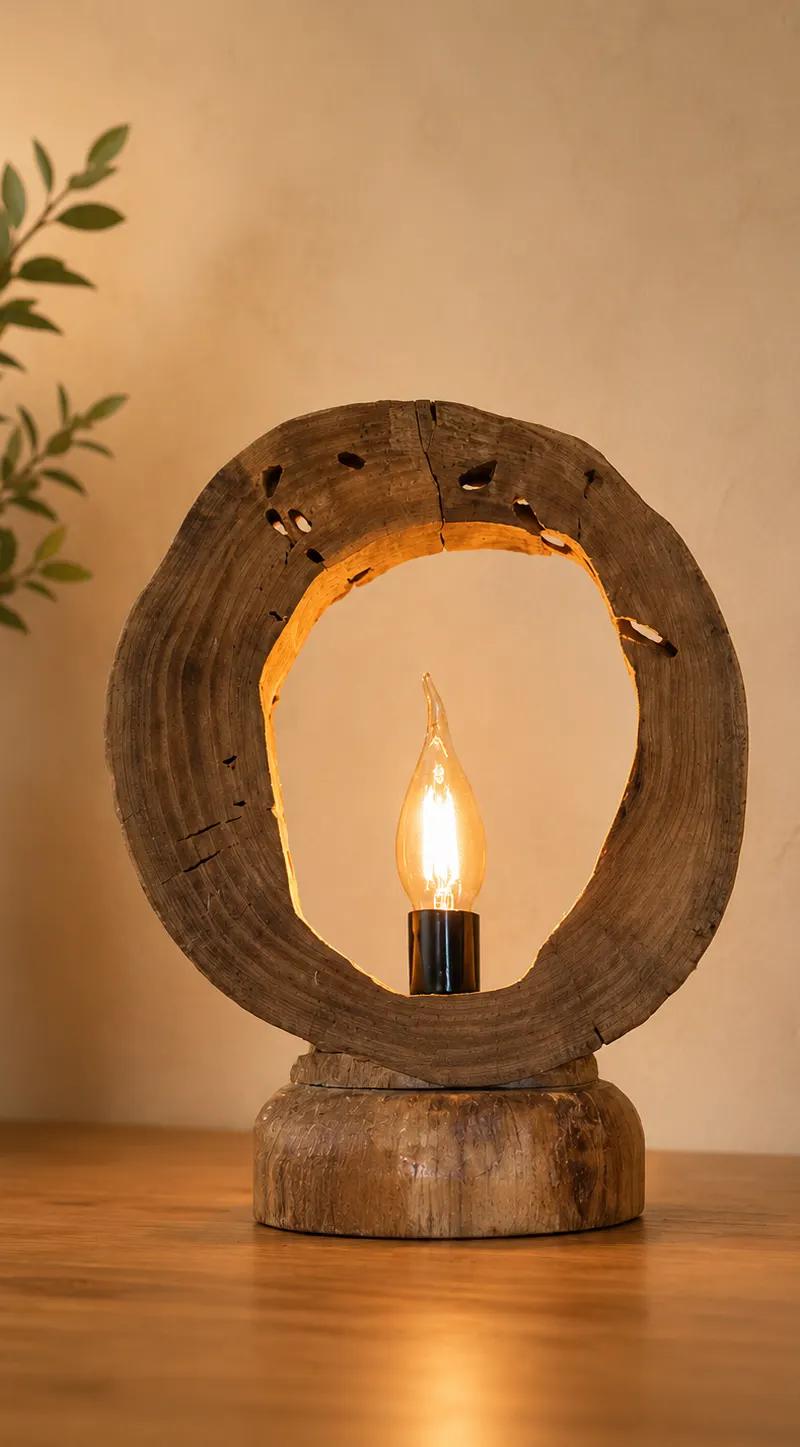 Lámpara de madera 
